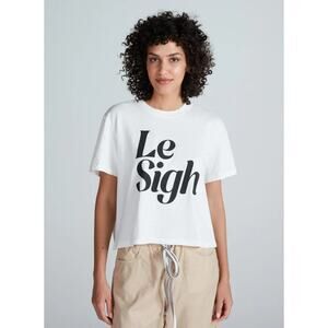 Askk NY Shrunken Boy Tee 'Le Sigh" Black on White Boxy Crop Short Sleeve Medium